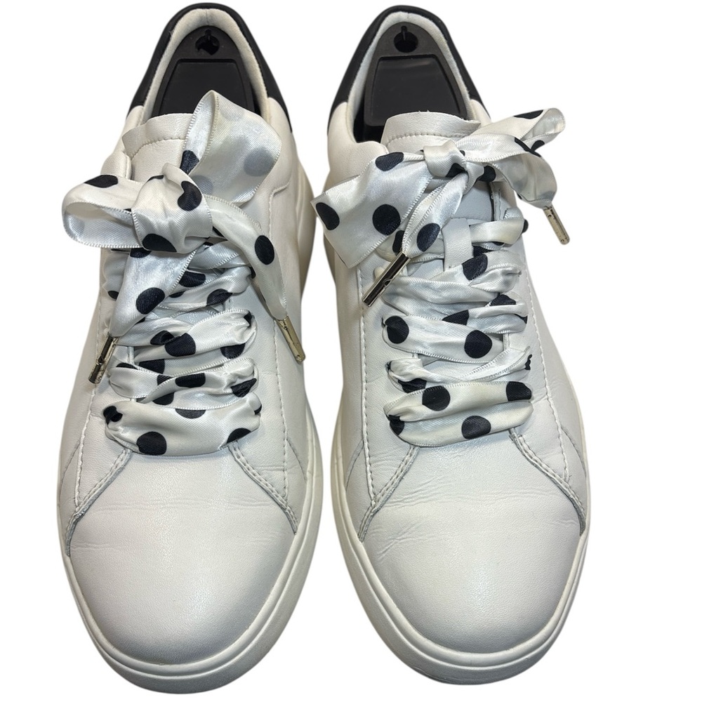KATE SPADE New York White Black Polka Dot Lace LIFT Sneakers Shoes Womens sz 9B